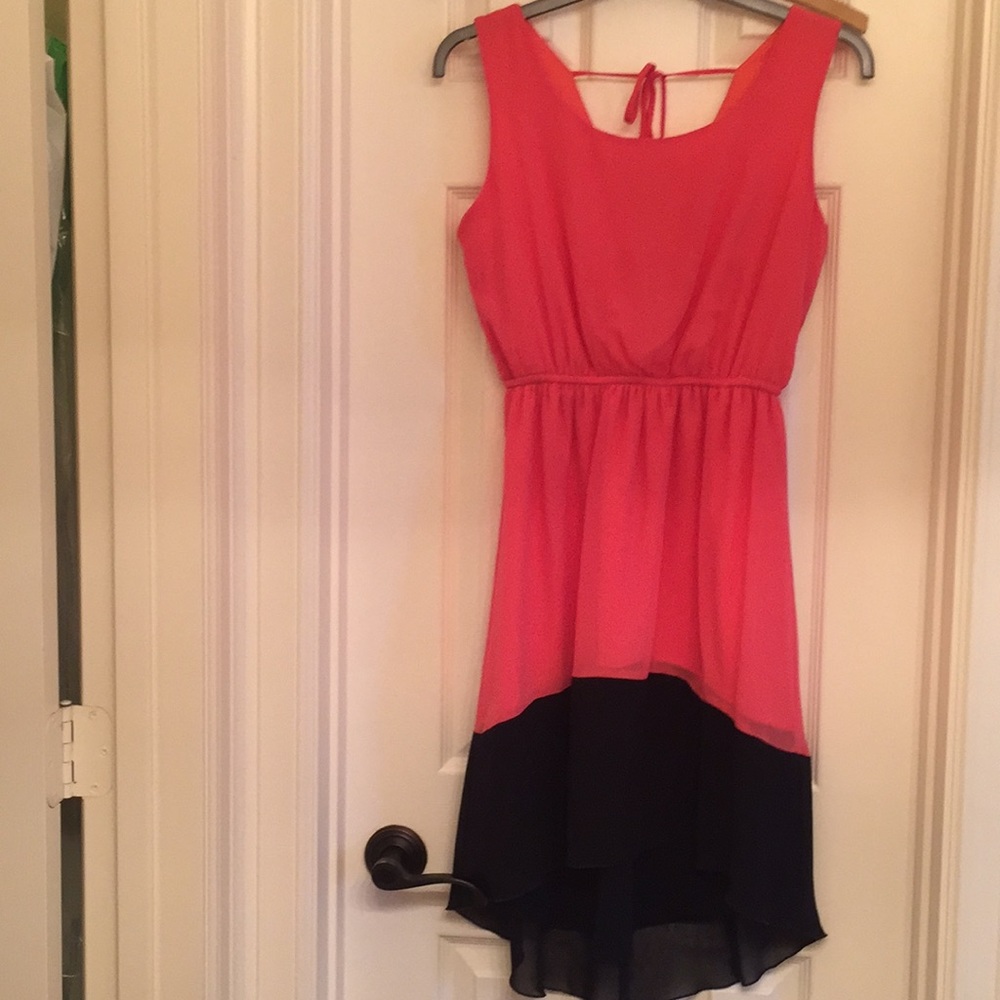 coral navy dress